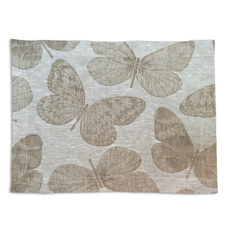Linen Placemat Fauna Crema-la-bottega-di-casa linen damask placemat with butterfly designs