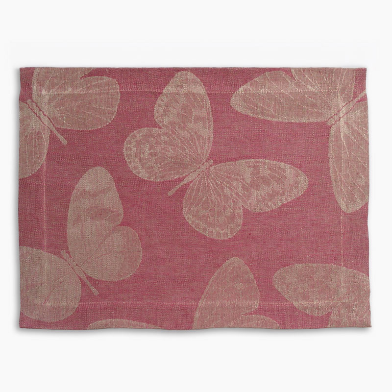 Linen Placemat Fauna Sagrantino-la-bottega-di-casa linen damask placemat with butterfly designs