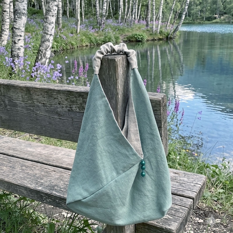 Linen Sack Bag · Frosty Green-La-Bottega-di-Casa borsa a forma di sacco