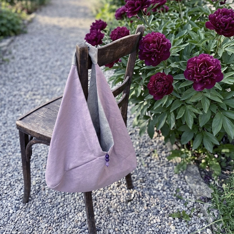 borsa-sacco-Old-Rose-La-Bottega-di-Casa borsa di lino con ametista